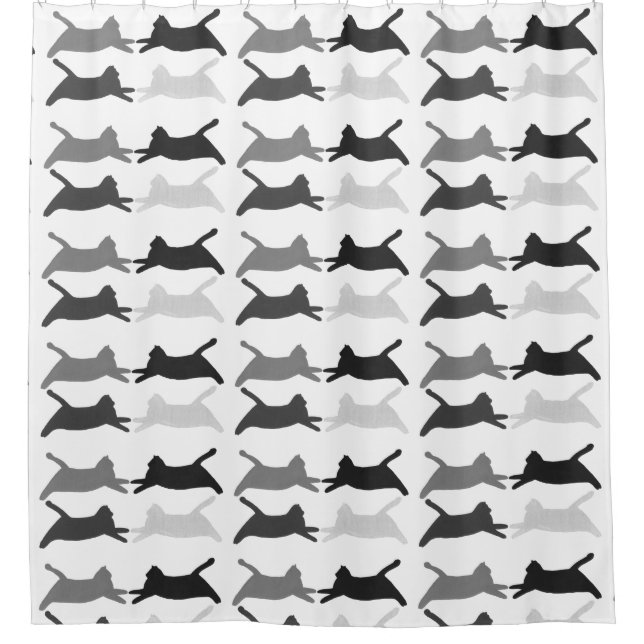 Shades of Gray & Black Acrobat Cats Shower Curtain (Front)