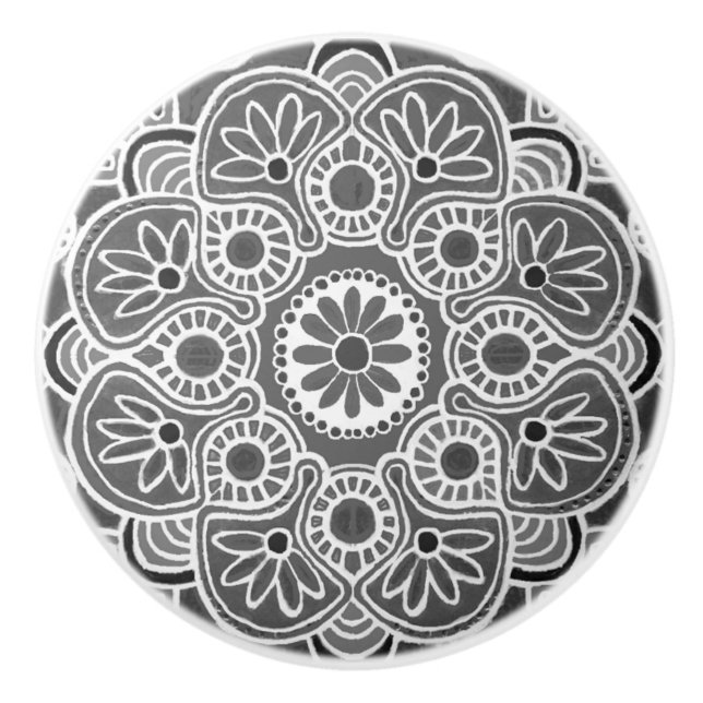 Shades of Gray Ceramic Pull Knob (Front)