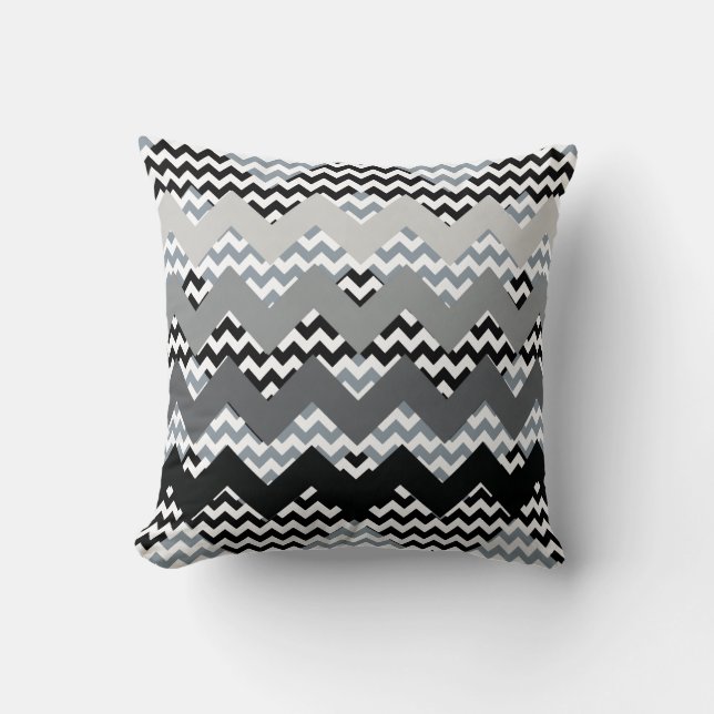 Shades of Gray Chevrons Throw Pillow (Front)