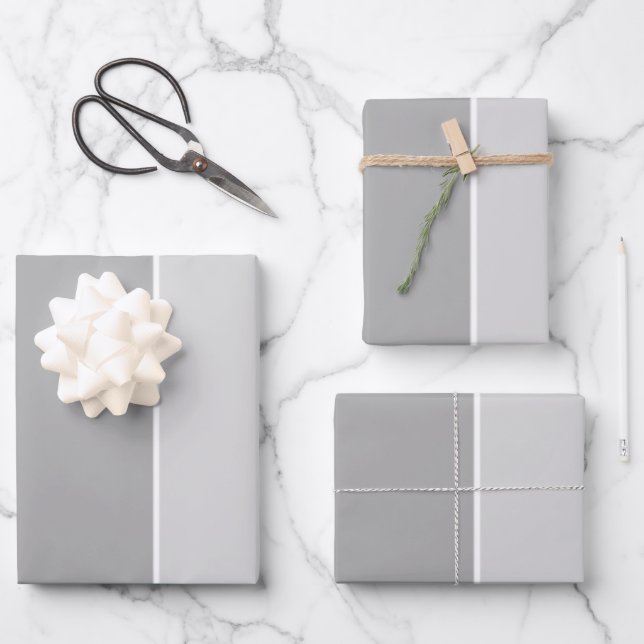 Shades of gray clean simple stylish  wrapping paper sheets (Front)