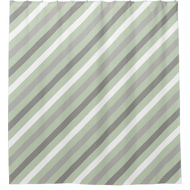 Shades of Gray Diagonal Stripe Modern Shower Curtain (Front)