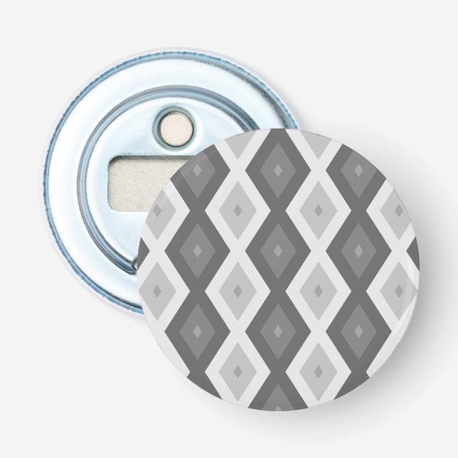 Shades of gray diamond pattern bottle opener (Front)