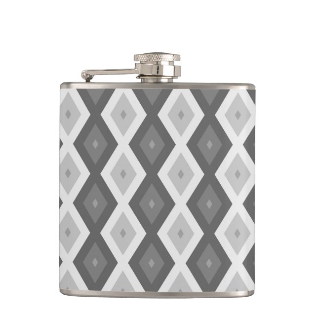 Shades of gray diamond pattern flask (Front)