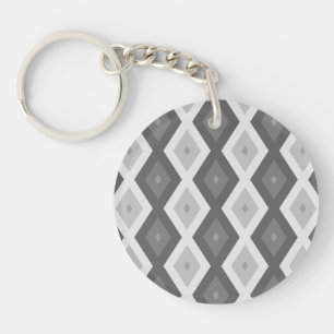 Shades of gray diamond pattern keychain