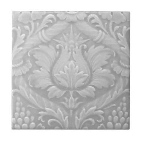 Shades of Gray Faux Relief Repro Victorian Ceramic Tile