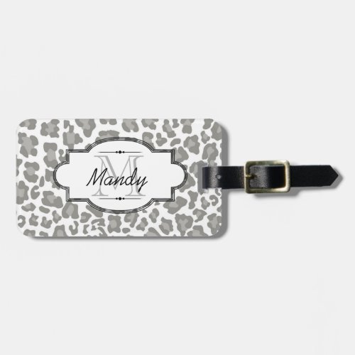 Shades of Gray Leopard Print Luggage Tag