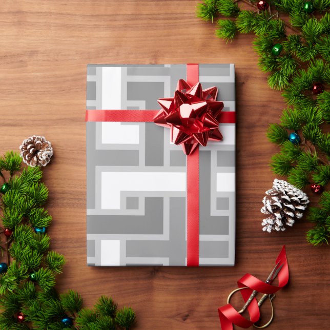 Shades of Gray MCM Mid Century Abstract Modern Wrapping Paper (Holiday Gift)