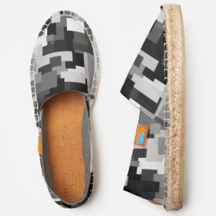 Shades of Gray Monochrome Digital Camouflage Espadrilles