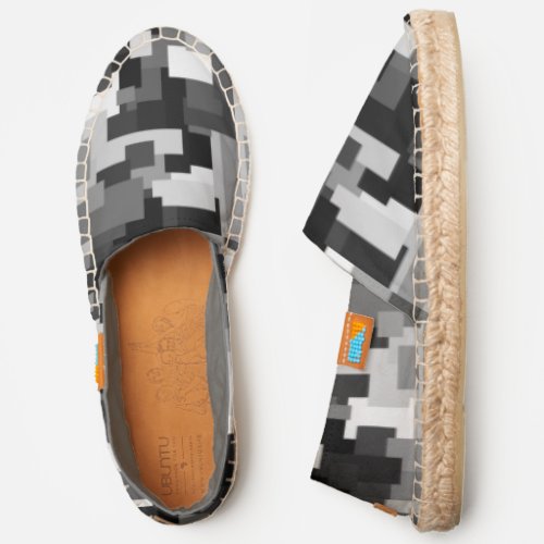 Shades of Gray Monochrome Digital Camouflage Espadrilles