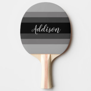 Shades of Gray Ombre Stiped Custom Ping Pong Paddle