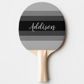 Shades of Gray Ombre Stiped Custom Ping Pong Paddle