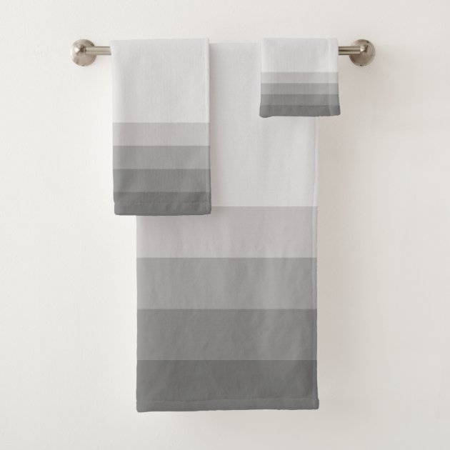 grey striped bath towels