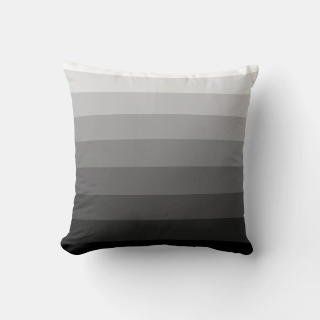 Shades of Gray Stripe Pattern Pillow (Front)