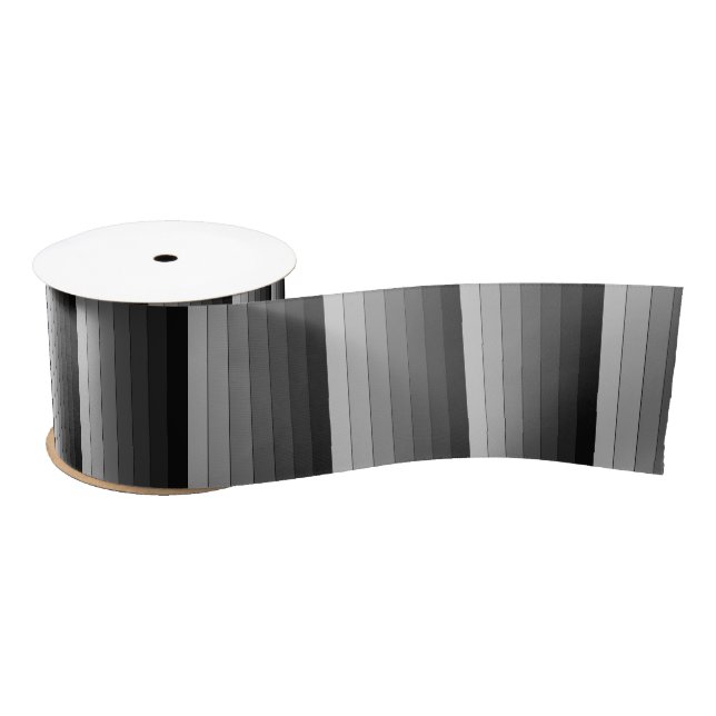 Shades of Gray Stripes Pattern Elegant Satin Ribbon (Spool)