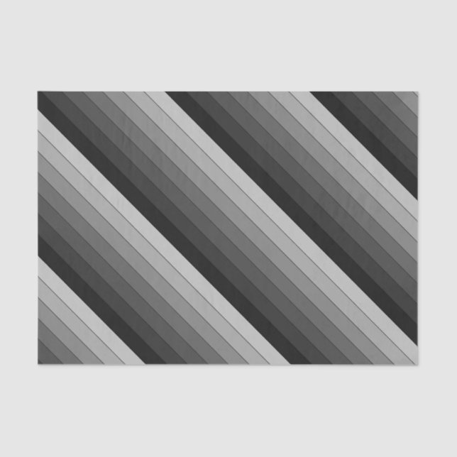 Shades of Gray Stripes Pattern Elegant Tissue Paper (Front)