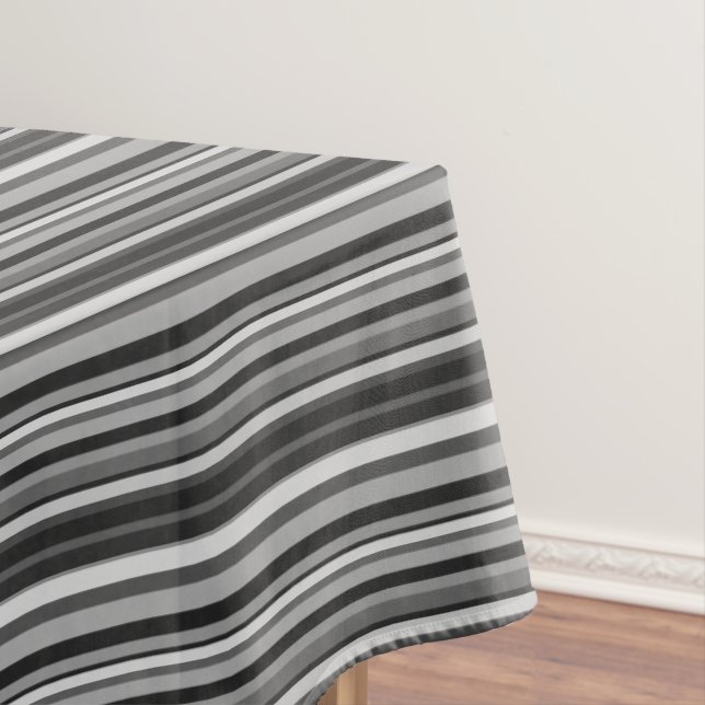 Shades of Gray Stripes Tablecloth (In Situ)