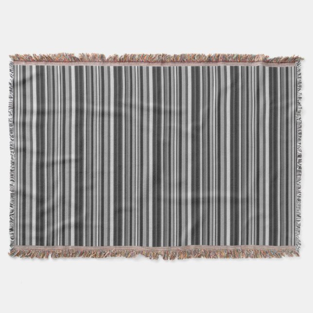 Shades of Gray Stripes Throw Blanket (Front)