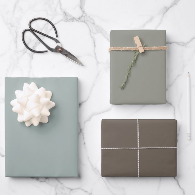 Shades of Gray Walnut Brown Simple Solid Color Wrapping Paper Sheets (Front)