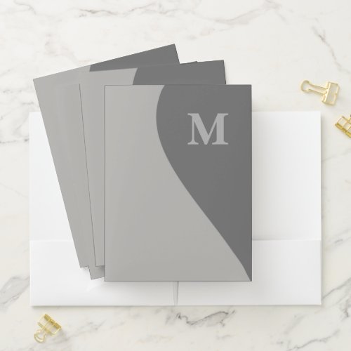 Shades of Gray with Monogram Pocket Folder