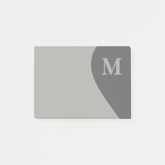 Shades of Gray with Monogram Post-it Notes (Front)