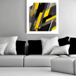 Shades of Gray & Yellow Abstract Canvas Print<br><div class="desc">Enjoy these shades of gray with a pop of yellow to brighten up any room!</div>