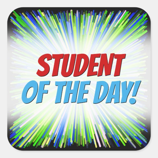 Shades of Green and Blue Line Burst Pattern Square Sticker (Front)