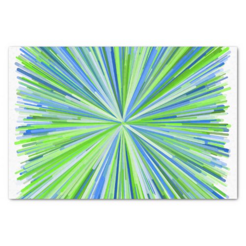 Shades of Green and Blue Line Burst Pattern Tissue Paper
