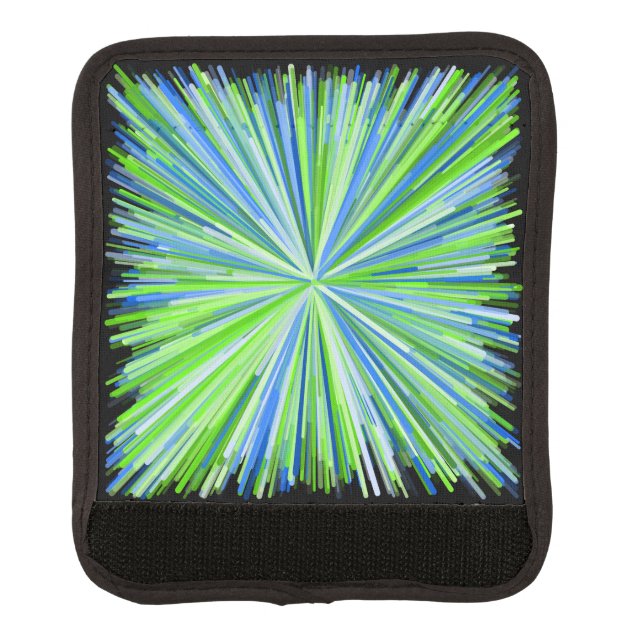 Shades of Green/Blue Line Burst Pattern Luggage Handle Wrap (Front)