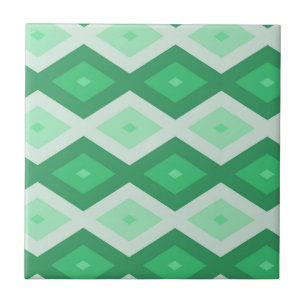 Shades of green diamond pattern ceramic tile