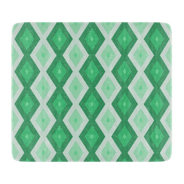 Shades of green diamond pattern cutting board (Front)