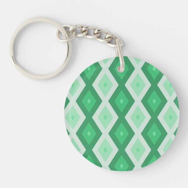 Shades of green diamond pattern keychain (Front)