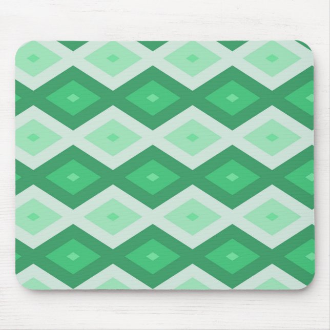 Shades of green diamond pattern mouse pad (Front)