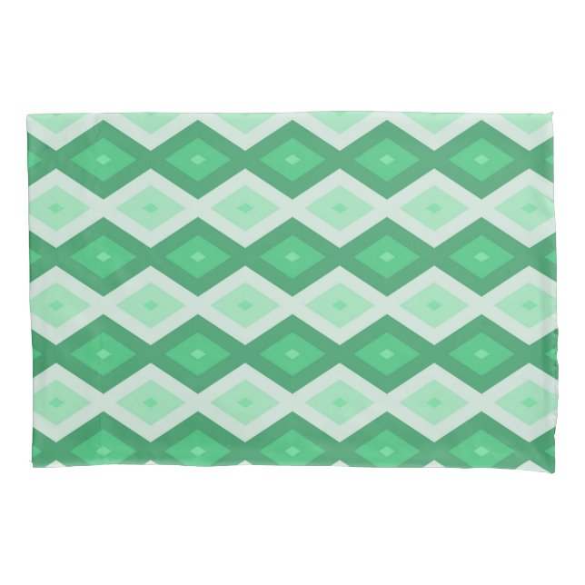 Shades of green diamond pattern pillow case (Front)