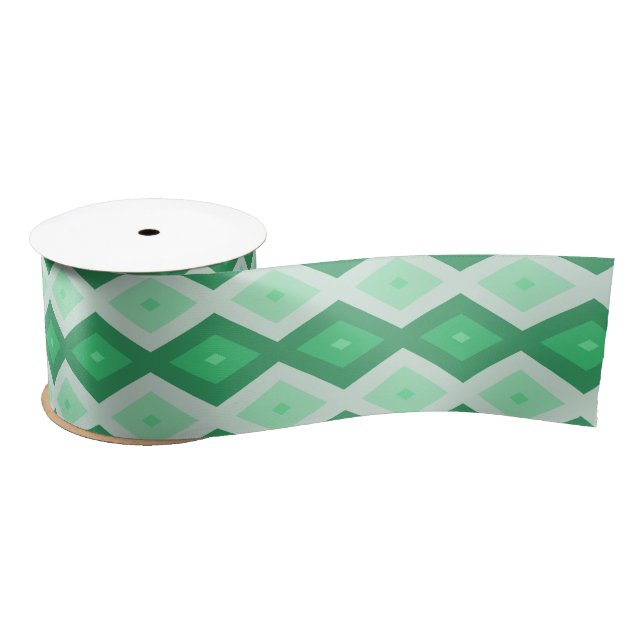 Shades of green diamond pattern satin ribbon (Spool)