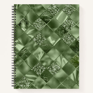 SHADES OF GREEN DIAMOND SHIMMER PLAID NOTEBOOK