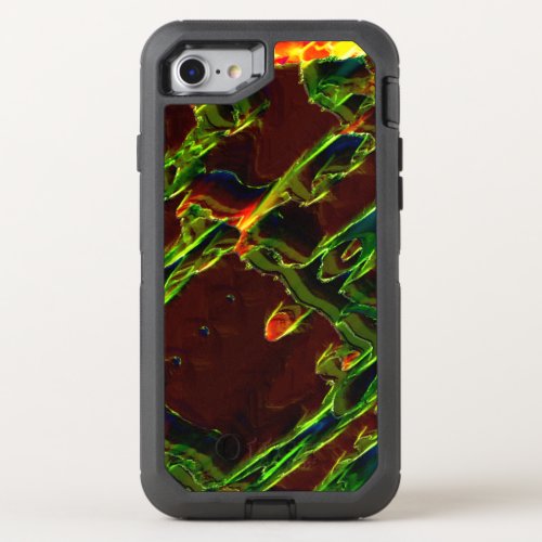 Shades of green drained in flame of fire OtterBox defender iPhone SE87 case