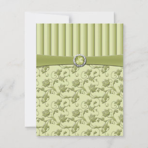 Shades of Green Floral Stripe R.S.V.P. Card