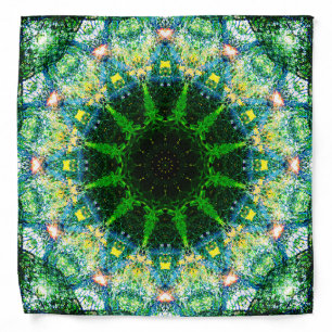 Shades of Green   Fractal Star-Shaped Bandana