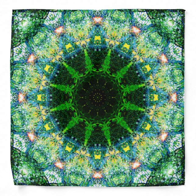 Shades of Green | Fractal Star-Shaped Bandana (Front)