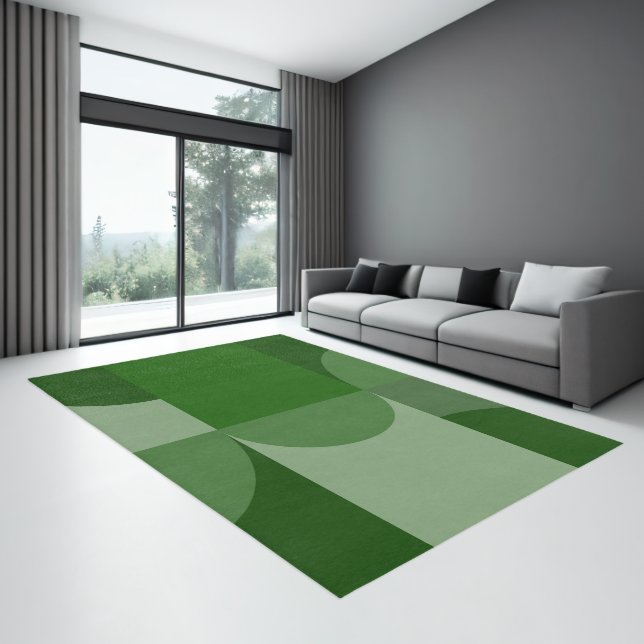 Shades of Green Geometric Shapes Design Rug (Insitu (Indoor 3))