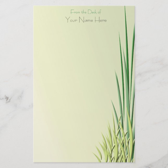 Shades of Green Grass Border Stationery (Front)