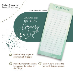 Shades of Green Grocery List Magnetic Notepad