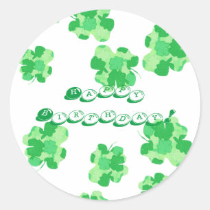 Shades of Green Happy Birthday Shamrock Stickers