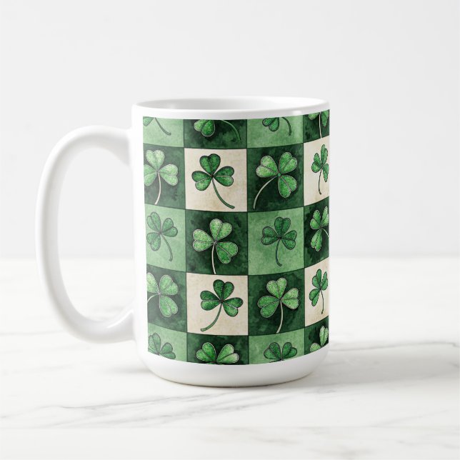 SHADES OF GREEN IRISH CELTIC SHAMROCKS  COFFEE MUG (Left)