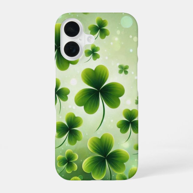 SHADES OF GREEN IRISH CLOVER SHAMROCKS iPhone CASE (Back)