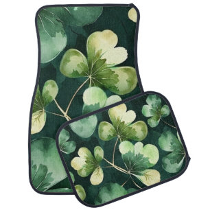 SHADES OF GREEN IRISH SHAMROCKS & CLOVERS CAR FLOOR MAT