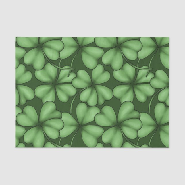 SHADES OF GREEN IRISH SHAMROCKS TISSUE PAPER (Front)