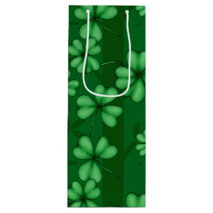 SHADES OF GREEN IRISH SHAMROCKS WINE GIFT BAG