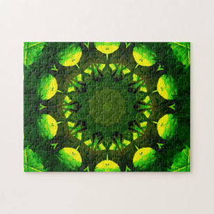 Shades of Green Mandala Art Jigsaw Puzzle