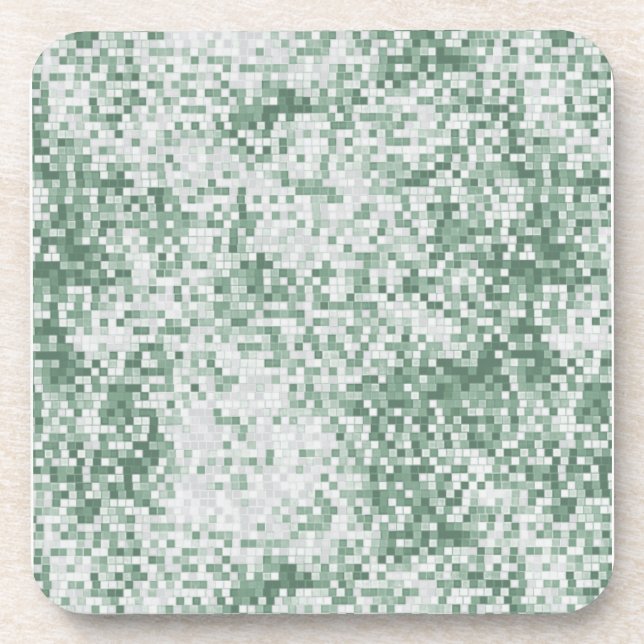 Shades of Green Micro Squares Drink Coaster (Front)
